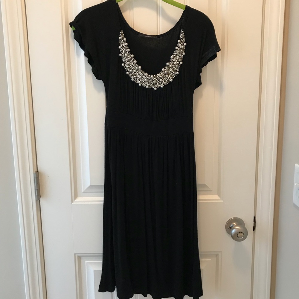 Black pearl beaded dress